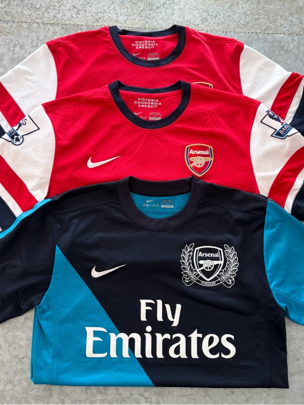 Nike Arsenal Football Club Soccer Jersey BUNDLE, 3 Shirts, Size MEDIUM